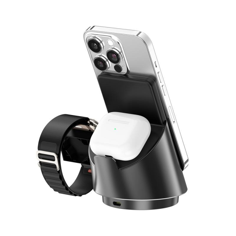 Rixus 3in1 Wireless Fast Charger 15W Stand